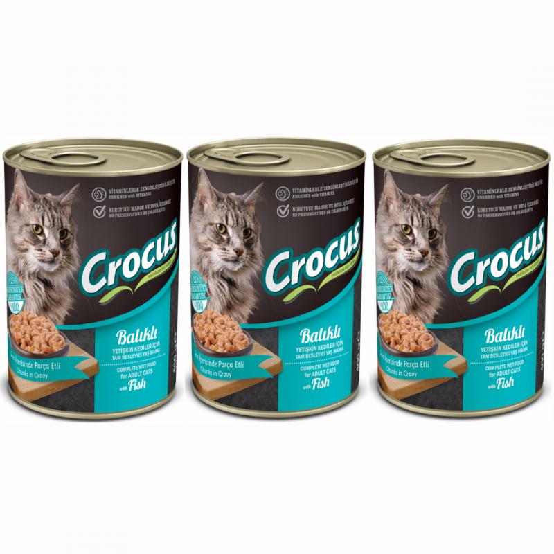 Crocus Yetişkin Kedi Balıklı Yaş Mama 3x400g