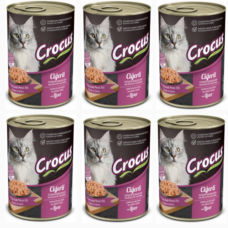 Crocus Yetişkin Kedi Ciğerli Yaş Mama 6x400g