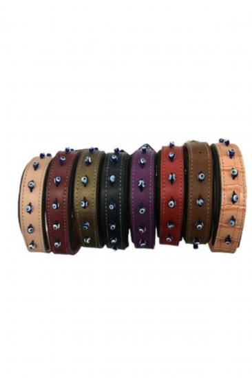 Boncuklu (Suni Deri) Boyun Tasması 2*39cm