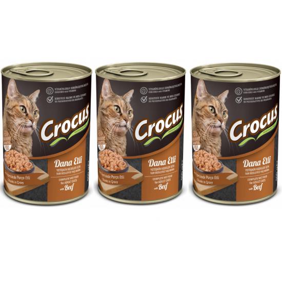 Crocus Yetişkin Kedi Dana Etli Yaş Mama 3x400g