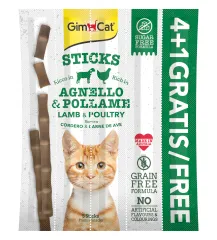 GimCat Sticks Kuzu etli Tavuklu TAHILSIZ Ödül Çubukları 4+1 25 gr